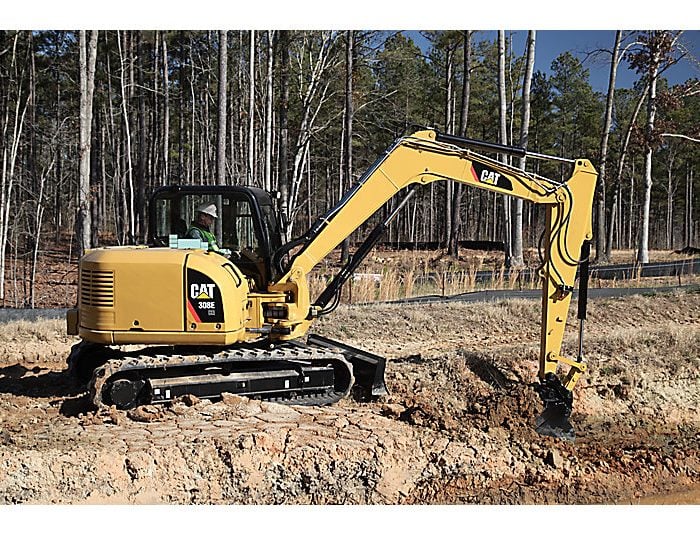 Medium Excavator CAT 308E in action